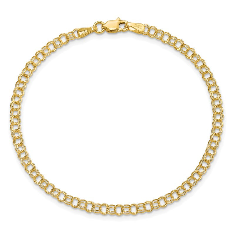 14k 3.5mm Solid Double Link 7 inch Charm Bracelet DO554