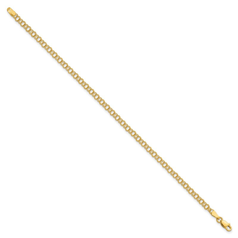 14k 3.5mm Solid Double Link 7 inch Charm Bracelet DO554