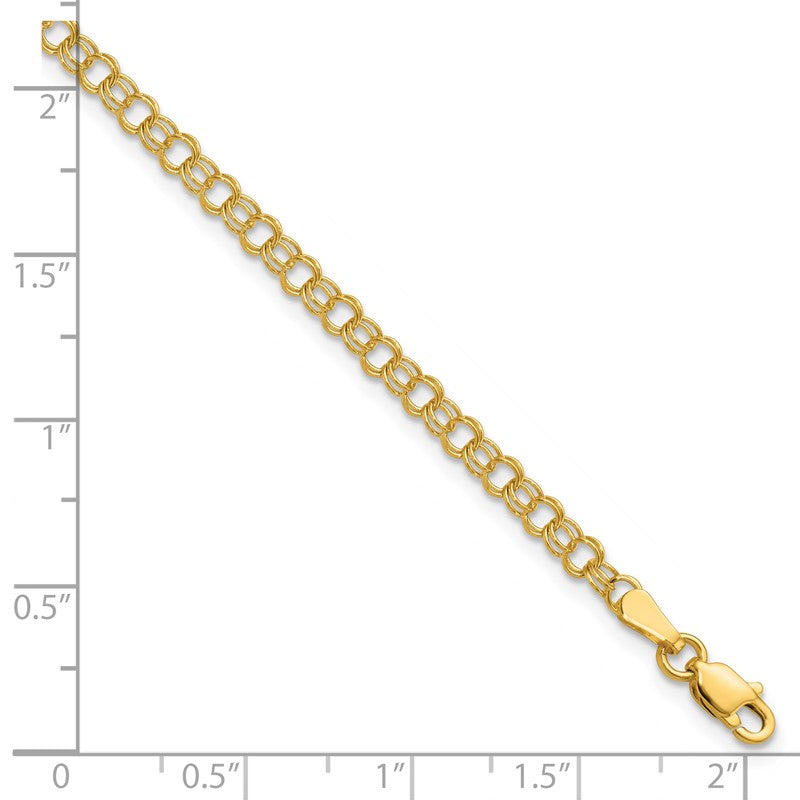 14k 3.5mm Solid Double Link 7 inch Charm Bracelet DO554
