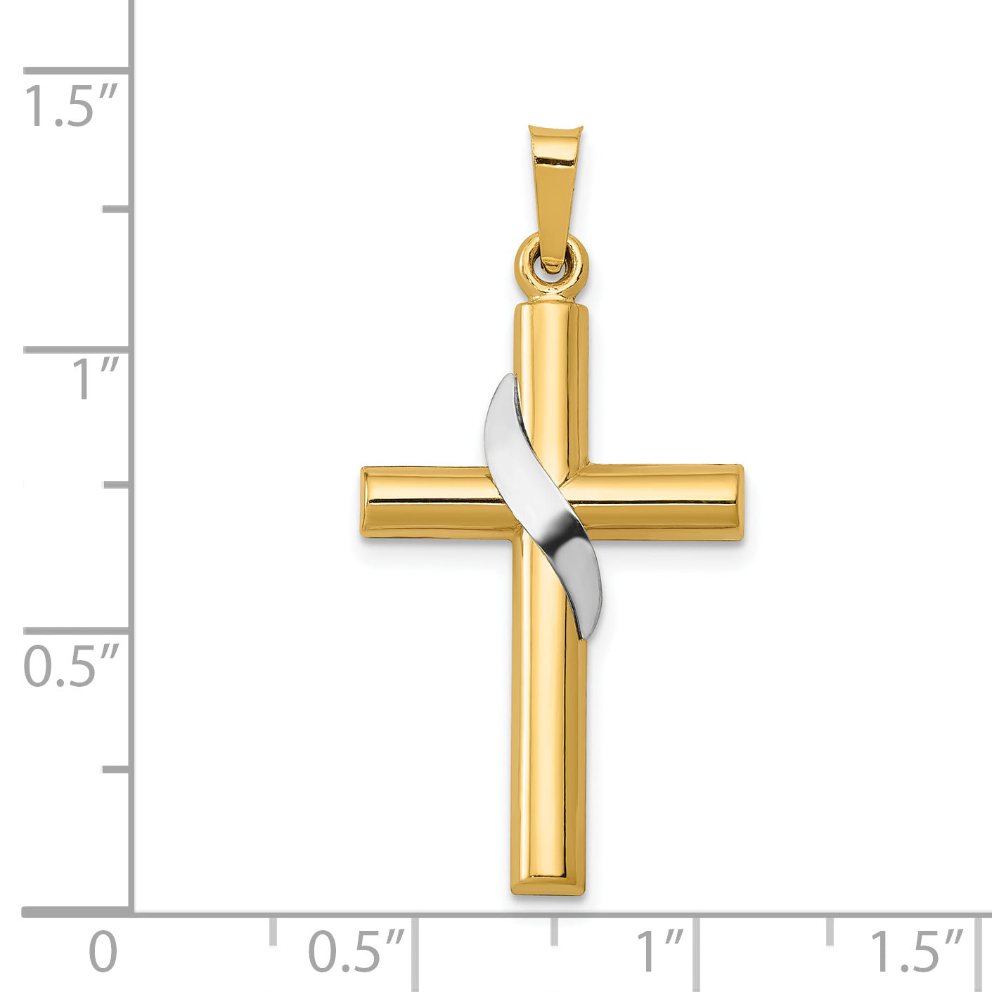 14K Two-Tone Hollow Cross with Drape Charm XR562