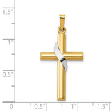 14K Two-Tone Hollow Cross with Drape Charm XR562