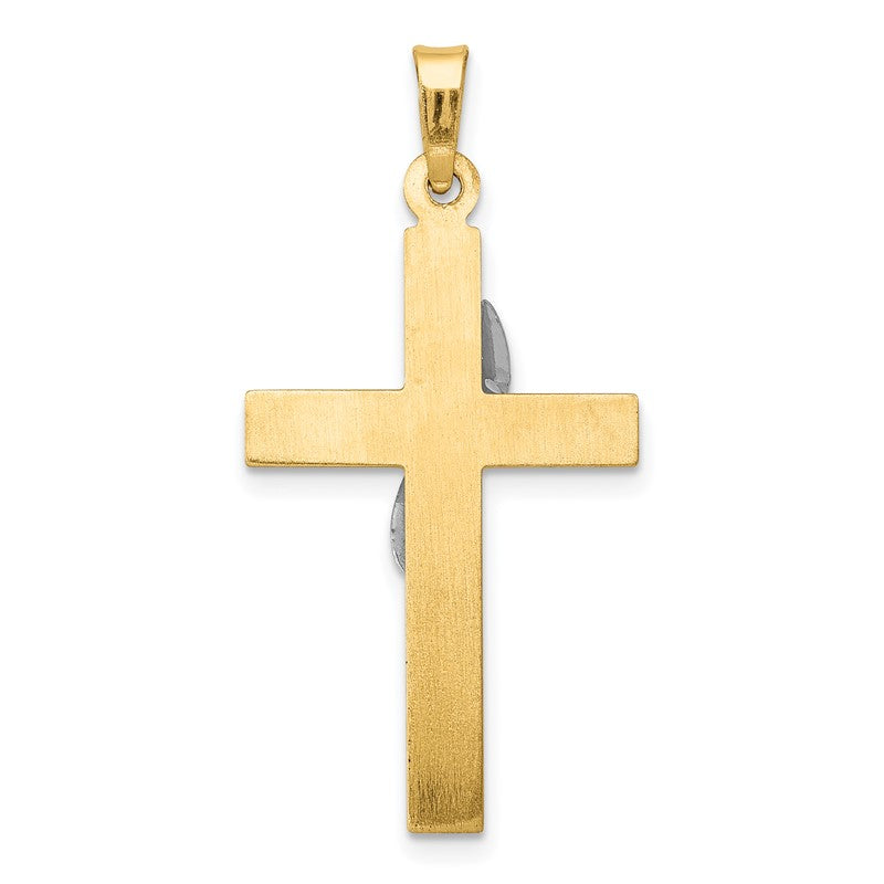 14K Two-Tone Hollow Cross with Drape Charm XR562