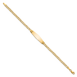 14k Polished Semi-Solid Chain/Solid Plate Cuban Link Soft Diamond Shape 25.5x7.5mm Plate 7 inch ID Bracelet DCID106C