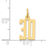 14k Small Elongated Number 30 Charm LES30