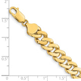14k 8.5mm Solid Hand-Polished Fancy Curb Link 7 inch Bracelet FL442