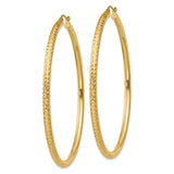14k 3x65mm Diamond-cut Round Tube Hoop Earrings TC274