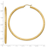 14k 3x65mm Diamond-cut Round Tube Hoop Earrings TC274