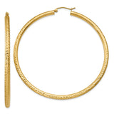 14k 3x65mm Diamond-cut Round Tube Hoop Earrings TC274