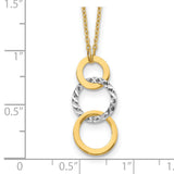 14k Two-tone Polished and Textured 3-Circle Dangle 17 inch Necklace SF2550