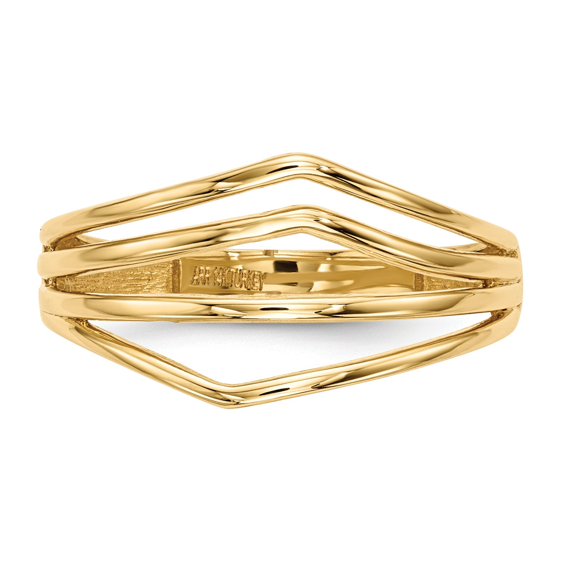 14k Polished Curved 4-Bar Ring R607