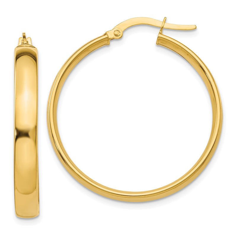 14k 4x30mm Polished Tube Hoop Earrings PRE233