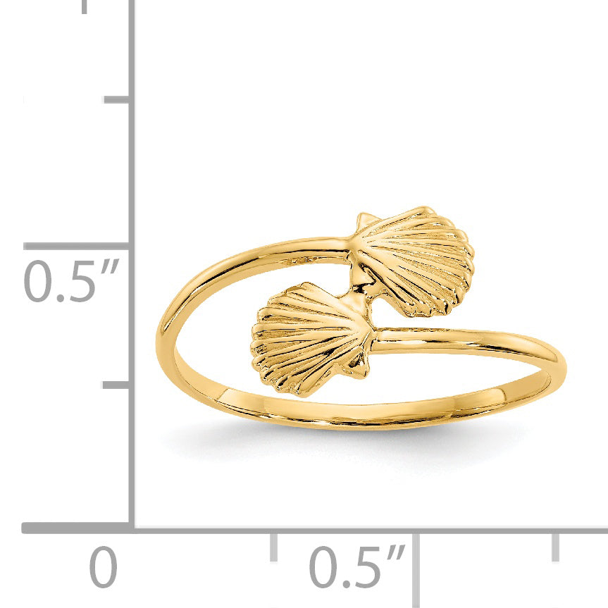 14k Polished Shells Bypass Ring K5758