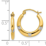 14K & Rhodium Flowers Hollow Hoop Earrings TL780