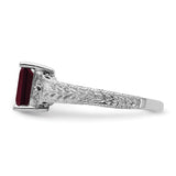 14k White Gold 7x5mm Emerald-cut Garnet and 1/20 carat AA Diamond Ring Y2266GA/AA