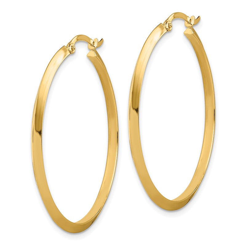 14K 2.25x38mm Polished Knife-Edge Tube Hoop Earrings TF1632