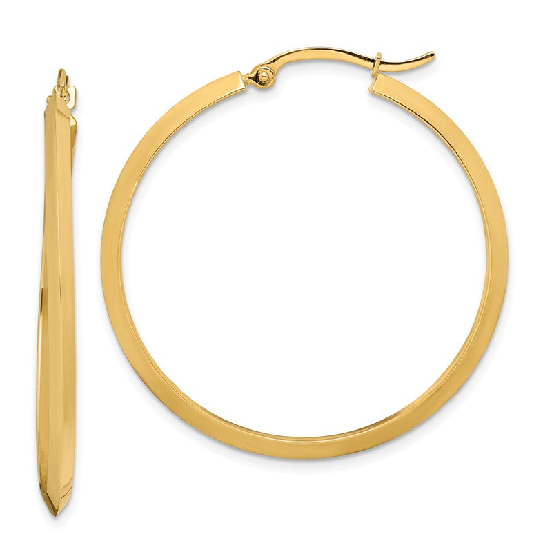 14K 2.25x38mm Polished Knife-Edge Tube Hoop Earrings TF1632