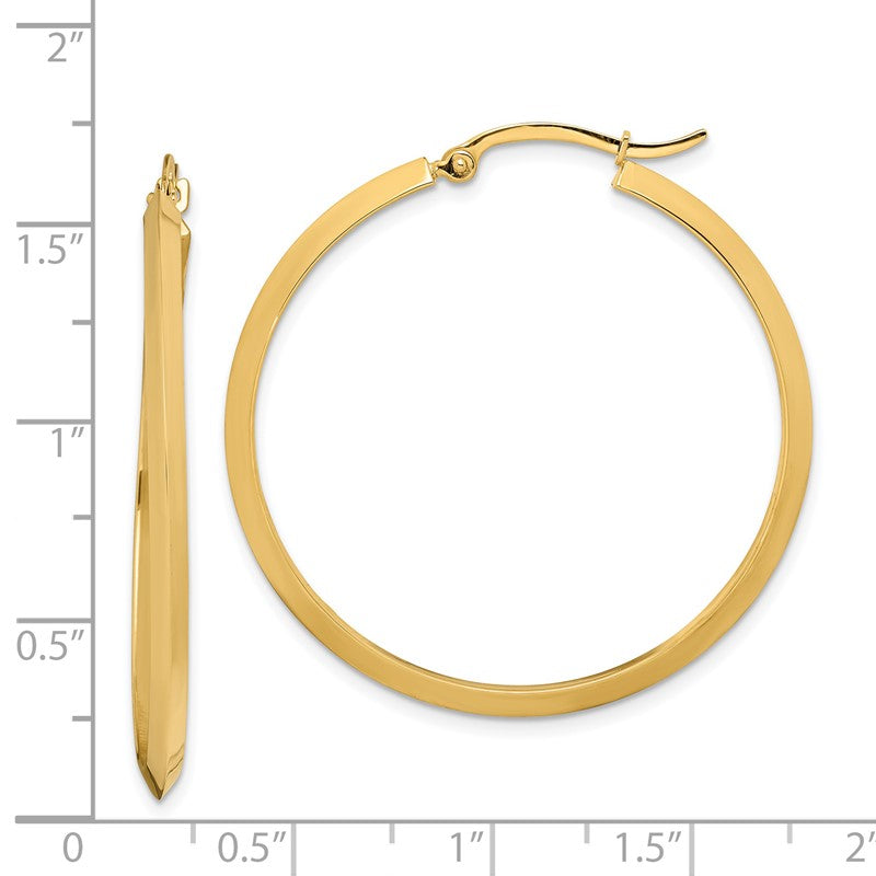 14K 2.25x38mm Polished Knife-Edge Tube Hoop Earrings TF1632