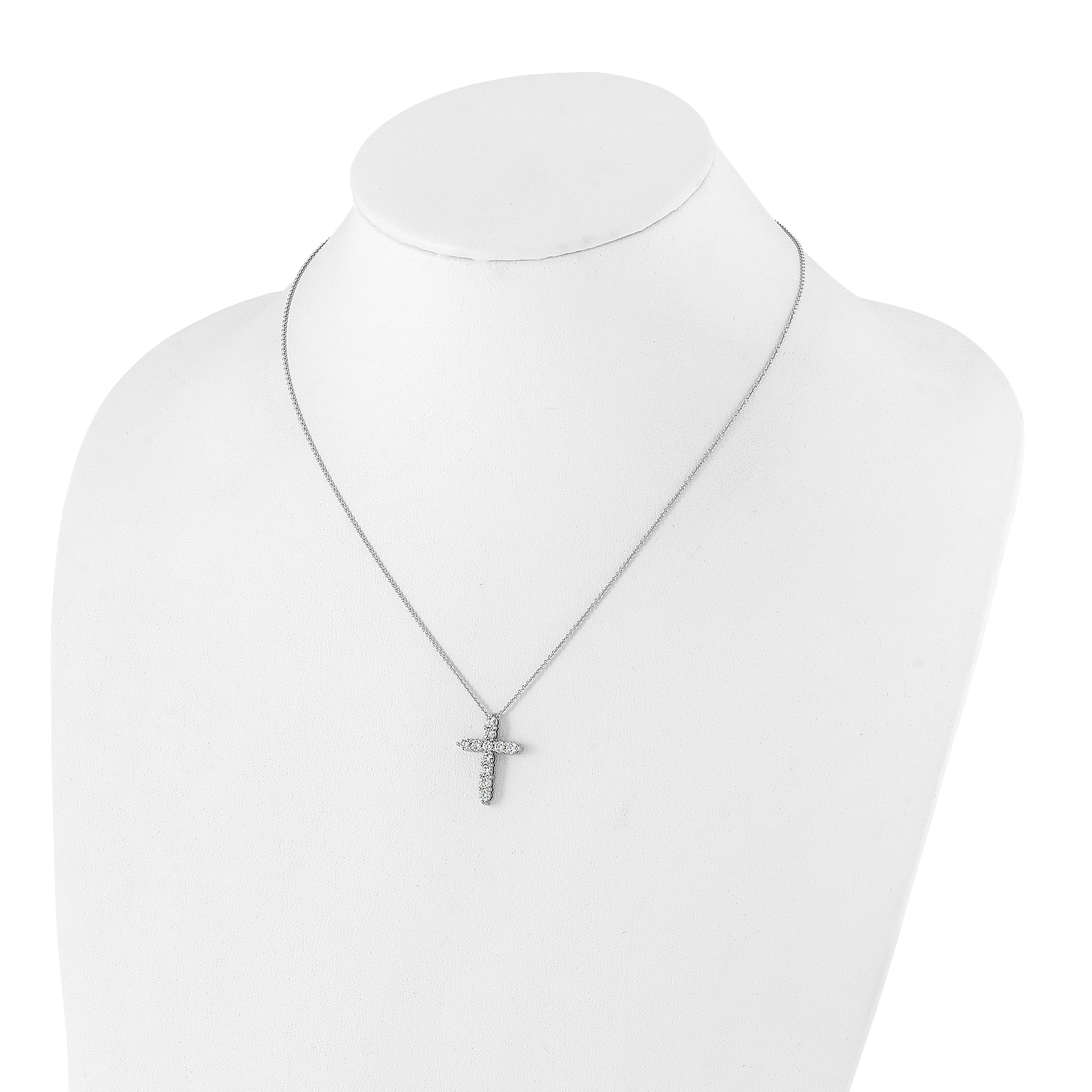 14k White Gold 1/4 carat Diamond Cross Pendant 18 inch Necklace PM1000
