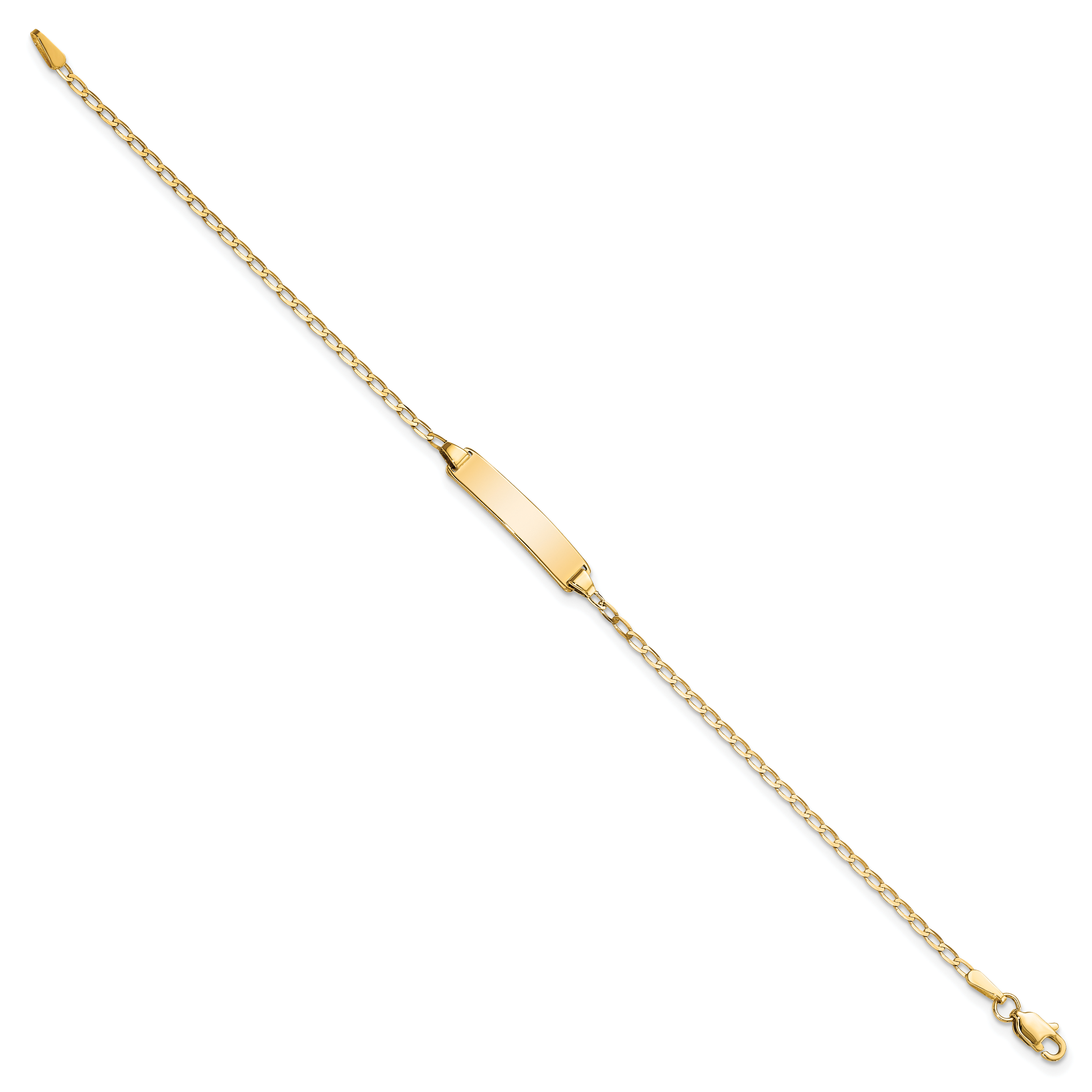 14k Polished Solid Chain/Solid Plate Flat Curb Link 19.5x3.5mm Plate 7 inch ID Bracelet LID69