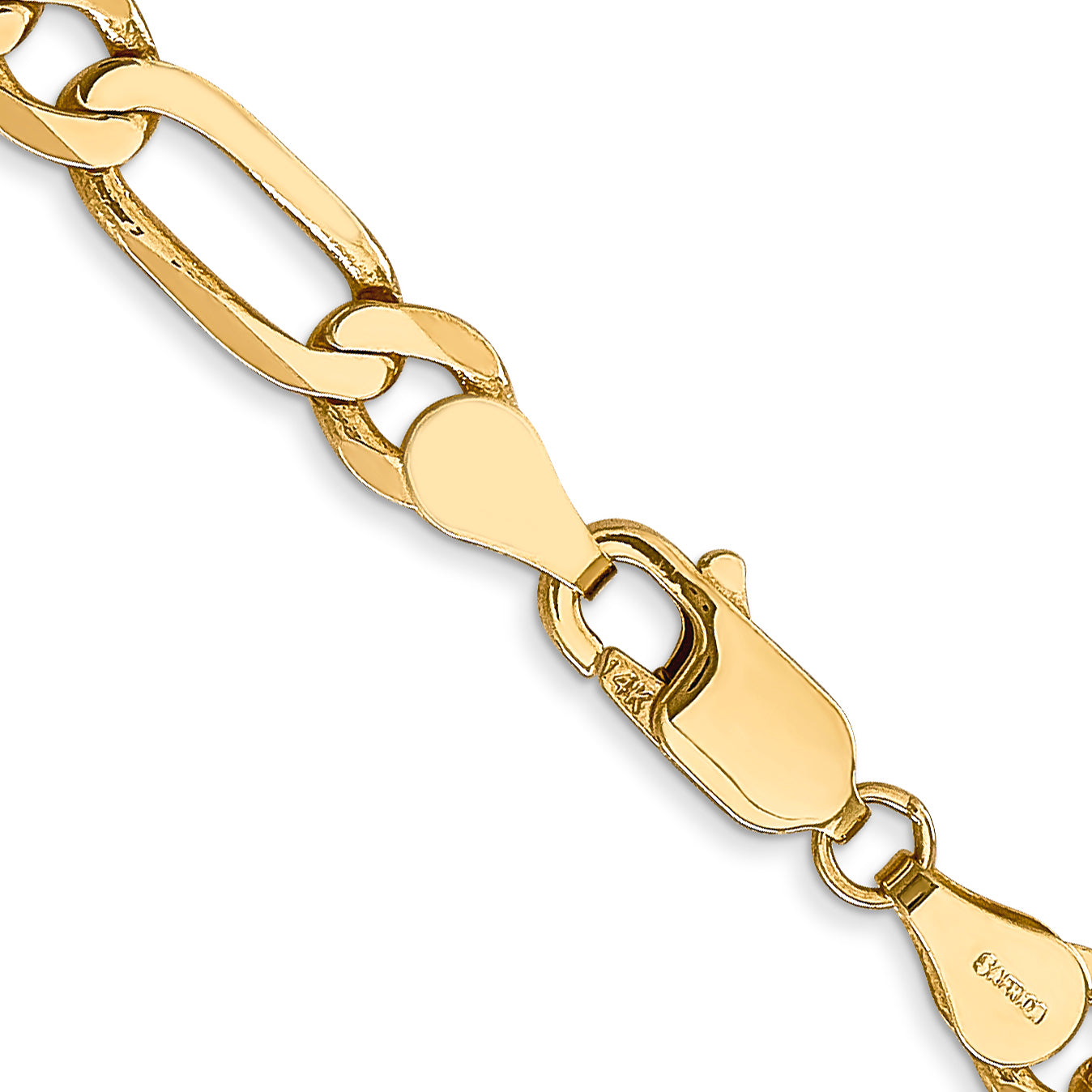 14K 26 inch 5.25mm Flat Figaro with Lobster Clasp Chain FFL140