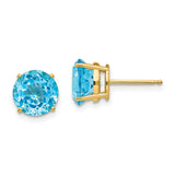 14k 8mm Round Blue Topaz Post Earrings XE75BT