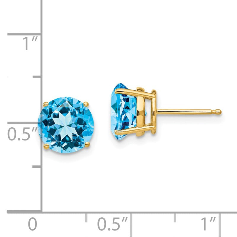 14k 8mm Round Blue Topaz Post Earrings XE75BT