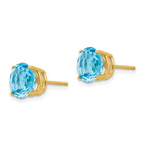 14k 8mm Round Blue Topaz Post Earrings XE75BT