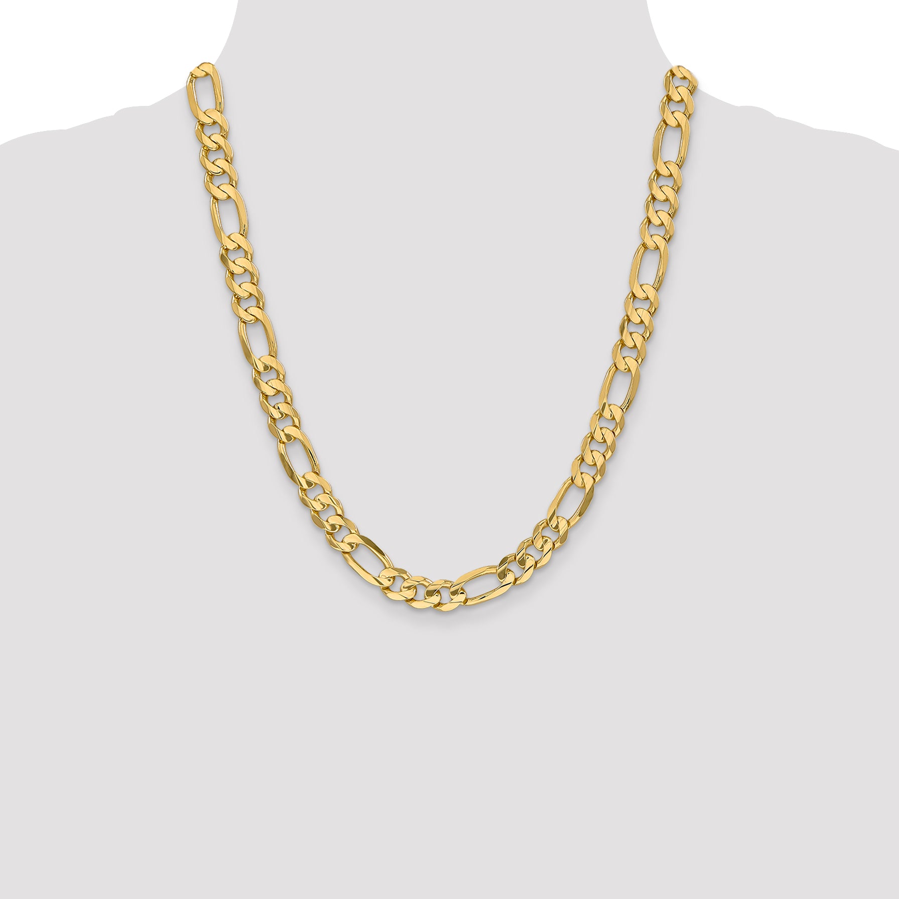 14K 22 inch 8.75mm Concave Open Figaro with Lobster Clasp Chain LFG220