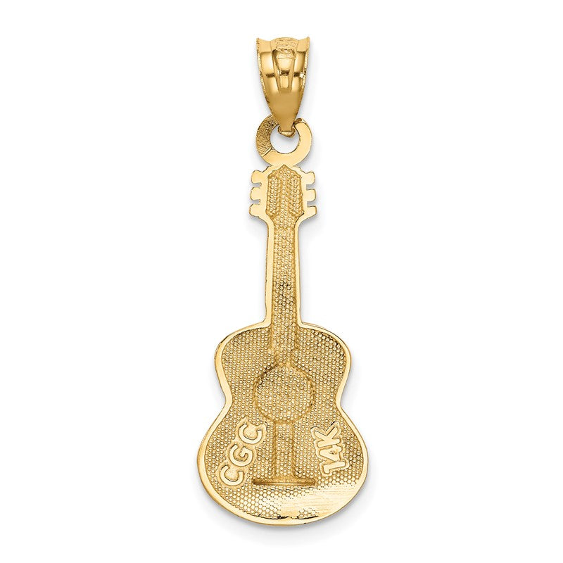 14k Brown Enameled Acoustic Guitar Pendant K1790