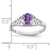14k White Gold 6x4mm Oval Amethyst Filigree Ring Y4676AM
