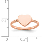 14k Rose Gold Polished Textured Heart Ring K5754