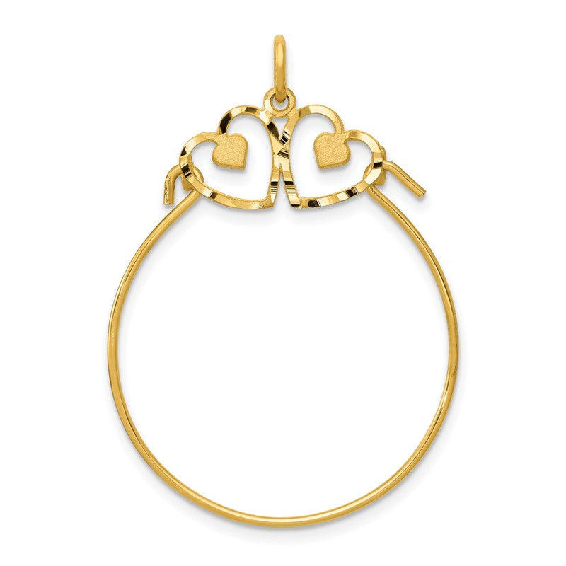 14k Diamond-cut Heart Charm Holder Pendant C734