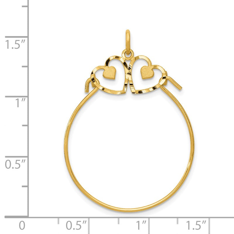 14k Diamond-cut Heart Charm Holder Pendant C734