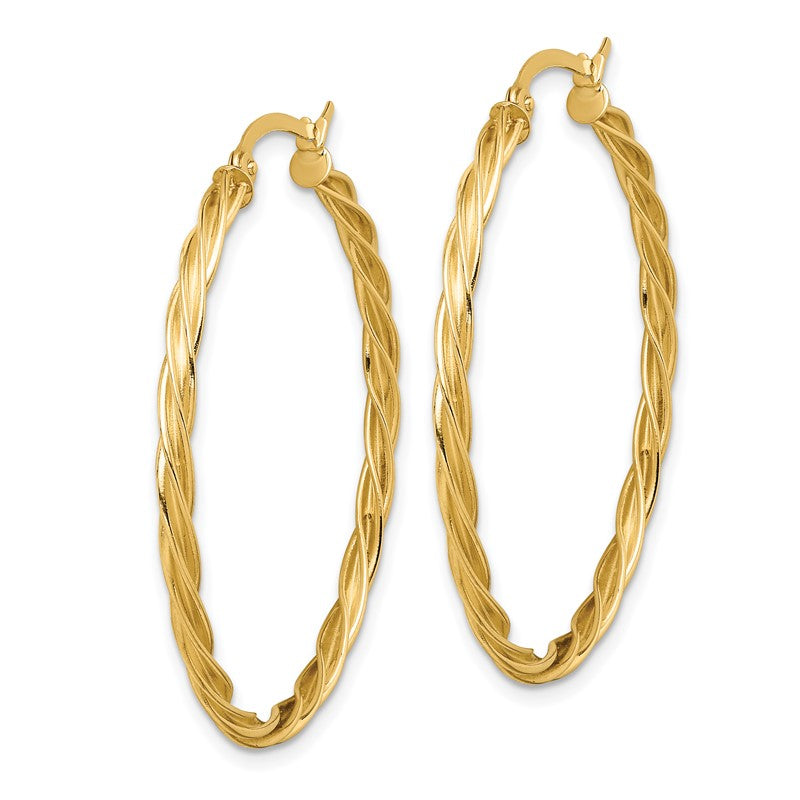 14K Polished Twisted 2.5mm Hoop Earrings TF1609