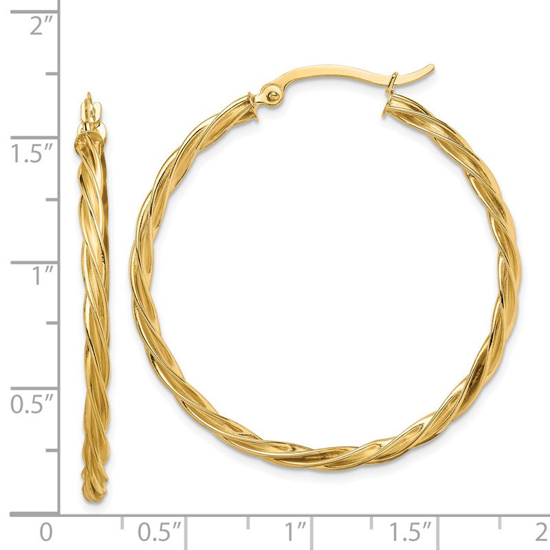 14K Polished Twisted 2.5mm Hoop Earrings TF1609