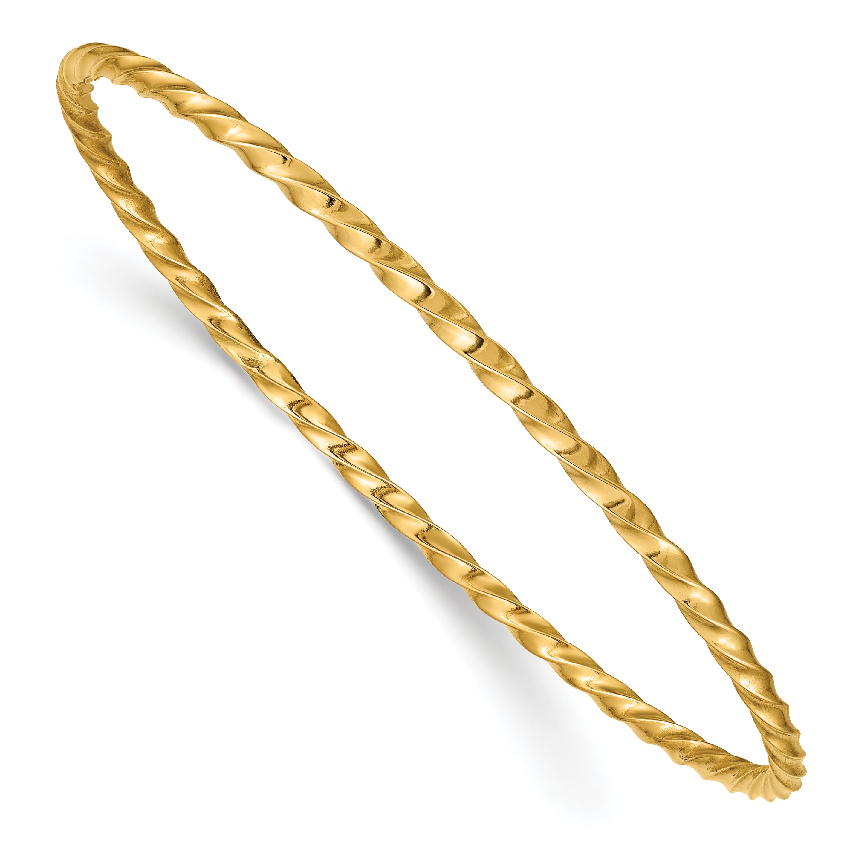 14k Polished Twisted 2.50mm Slip-on Round Bangle Bracelet DB569