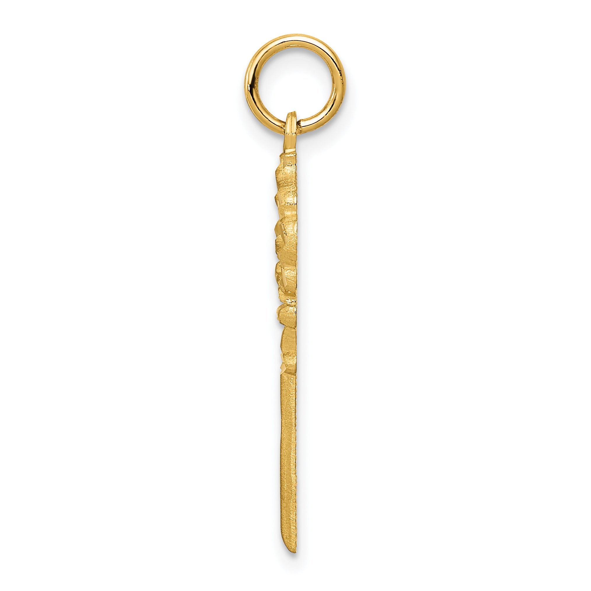 14K Polished Fancy Edge Heart Key Charm C1028