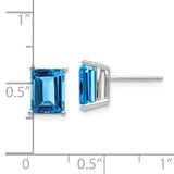 14k White Gold 8x6mm Emerald-Cut Blue Topaz Post Earrings XE67WBT