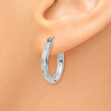14k White Gold 3x20mm Diamond-cut Tube Hoop Earrings TF623