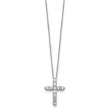 14k White Gold 1/4 carat Diamond Cross Pendant 18 inch Necklace PM1000