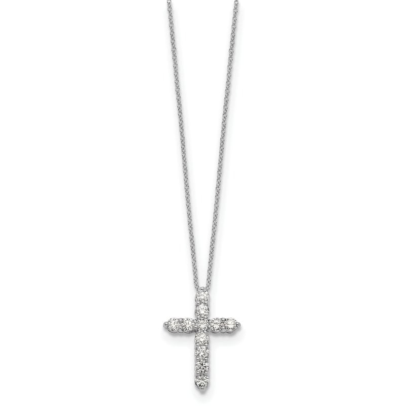 14k White Gold 1/4 carat Diamond Cross Pendant 18 inch Necklace PM1000