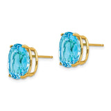 14k 12x10mm Oval Blue Topaz Post Earrings XE91BT