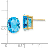 14k 12x10mm Oval Blue Topaz Post Earrings XE91BT