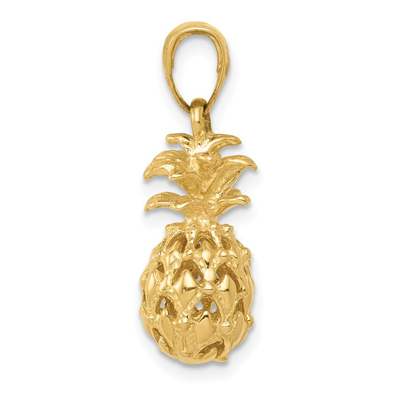 14K  3-D Cut-out Pineapple Pendant K3146