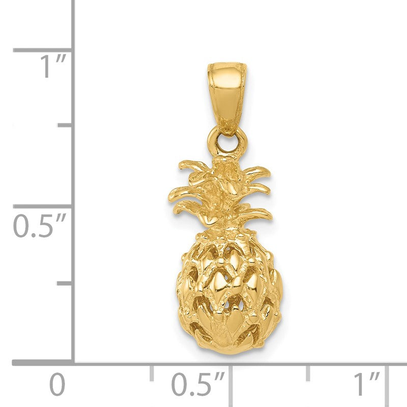 14K  3-D Cut-out Pineapple Pendant K3146