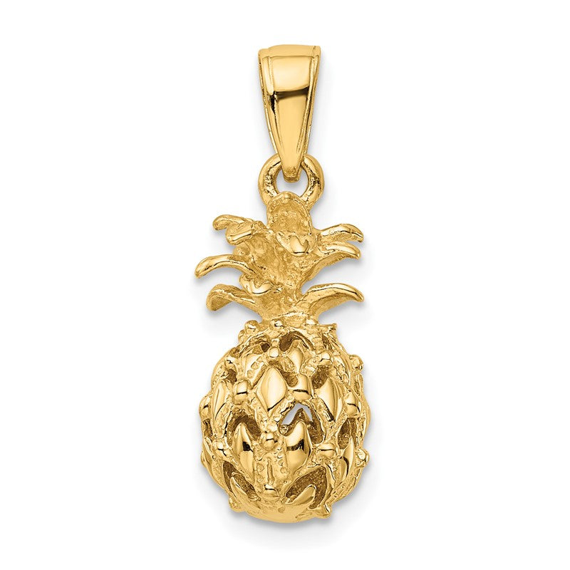 14K  3-D Cut-out Pineapple Pendant K3146