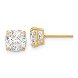 14k Polished 7x7 Cushion-Cut CZ Stud Post Earrings XE3167CZ
