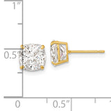 14k Polished 7x7 Cushion-Cut CZ Stud Post Earrings XE3167CZ