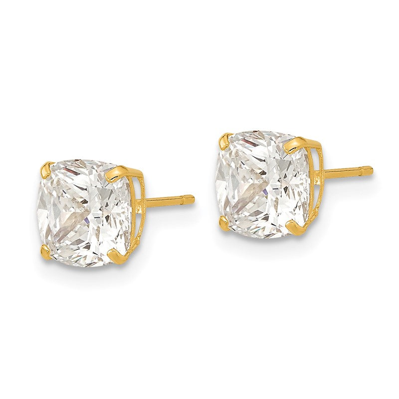 14k Polished 7x7 Cushion-Cut CZ Stud Post Earrings XE3167CZ