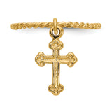 14k Cross Dangle Twisted Band Size 4 Baby / Childs Ring K5112